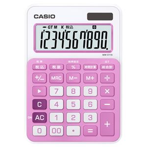 （まとめ） カシオ CASIO カラフル電卓 10桁 ミニジャストタイプ ベイビーピンク MW-C11A-PK-N 1台 【×5セット】
