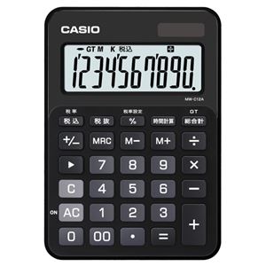 （まとめ） カシオ CASIO カラフル電卓 10桁 ミニジャストタイプ スマートブラック MW-C12A-BK-N 1台 【×5セット】