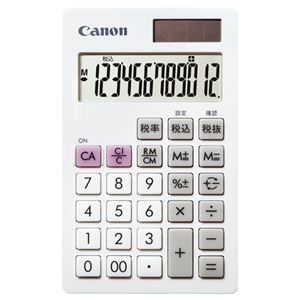 （まとめ） キャノン Canon 電卓 LS-12T 12桁 手帳サイズ ホワイト 7427B002 1台 【×5セット】
