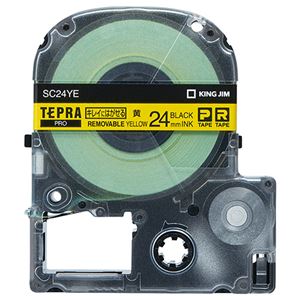 （まとめ） キングジム テプラ PRO テープカートリッジ キレイにはがせるラベル 24mm 黄／黒文字 SC24YE 1個 【×4セット】