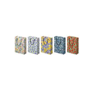 （まとめ） スーパーバッグ フローラル手提袋 ヨコ225×タテ310×マチ幅80mm 5種アソート 0998900090 1パック 【×3セット】