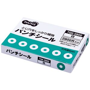 （まとめ） TANOSEE パンチシール 外径14.5mm 白 業務用パック 1パック（2800片：35片×80シート） 【×5セット】