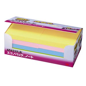 （まとめ） 3M ポストイット エコノパック 強粘着ノート 75×75mm パステルカラー4色 6541SS-K 1パック（10冊） 【×2セット】