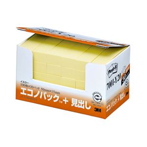 （まとめ） 3M ポストイット エコノパック 見出し 再生紙 50×15mm イエロー 7001-Y20 1パック（30冊） 【×4セット】