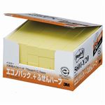 （まとめ） 3M ポストイット エコノパック ふせんハーフ 再生紙 75×12.5mm イエロー 5601-Y20 1パック（24冊） 【×4セット】