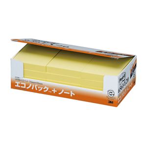 （まとめ） 3M ポストイット エコノパック ノート 再生紙 75×50mm イエロー 6561-Y20 1パック（12冊） 【×2セット】