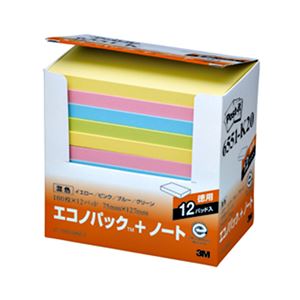 （まとめ） 3M ポストイット エコノパック ノート 再生紙 75×127mm 混色 6551-K20 1パック（12冊） 【×2セット】