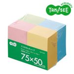 （まとめ）TANOSEE エコふせん キューブ 400枚混色 75×50mm 4冊入×5パック