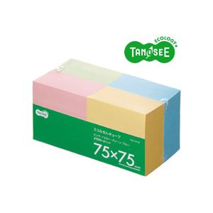 （まとめ）TANOSEE エコふせん キューブ 400枚混色 75×75mm 4冊入×5パック