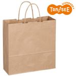 （まとめ）TANOSEE 手提袋 丸紐 茶無地・中 50枚入×6パック