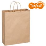 （まとめ）TANOSEE 手提袋 丸紐 茶無地・大 50枚入×6パック