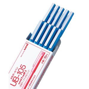 （まとめ） 三菱鉛筆 水性ボールペン ユニボール 0.5mm 赤 UB105.15 1セット（10本） 【×5セット】