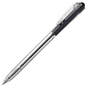 （まとめ） TANOSEE ノック式油性ボールペン 0.7mm 黒 （軸色 クリア） 1セット（100本：10本×10箱） 【×2セット】