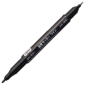 （まとめ） TANOSEE キャップ式油性マーカー ツイン 細字+極細 黒 1セット（50本） 【×4セット】