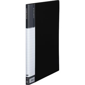 （まとめ） TANOSEE クリヤーファイル（台紙入） A4タテ 20ポケット 背幅14mm ダークグレー 1セット（10冊） 【×2セット】
