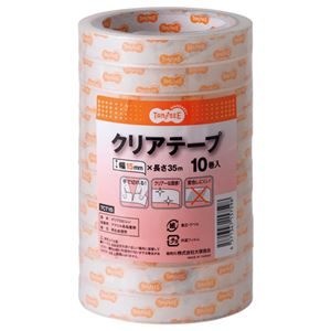 （まとめ） TANOSEE クリアテープ 15mm×35m 1セット（240巻：10巻×24パック） 【×5セット】