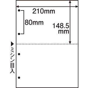 （まとめ） TANOSEE ミシン目入り用紙 （白紙・A4） 2分割・4穴 1セット（500枚：100枚×5冊） 【×2セット】