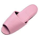 （まとめ）抗菌ビニールレザー調スリッパ（前開き） ピンク 30足
