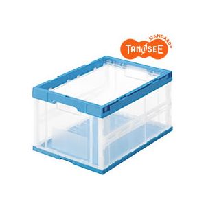 （まとめ）TANOSEE 折りたたみコンテナ 40L 透明ブルー 10個
