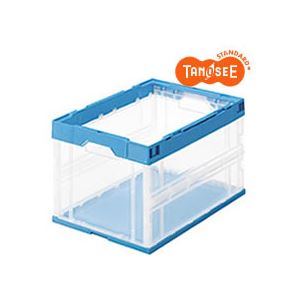 （まとめ）TANOSEE 折りたたみコンテナ 50L 透明ブルー 10個