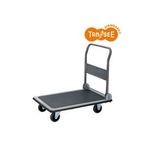 （まとめ）TANOSEE スチール台車 300kg荷重 黒 3台
