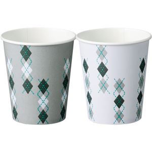 （まとめ） TANOSEE デザイン紙コップ argyle 150ml（5オンス） 1セット（500個：100個×5パック） 【×2セット】