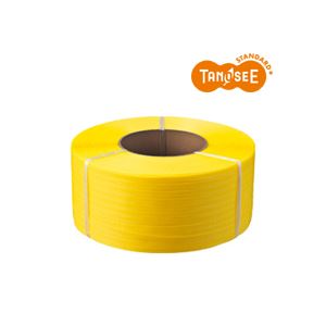 （まとめ）TANOSEE PPバンド 自動梱包機用 黄 15mm×2500m 4巻