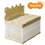 （まとめ）TANOSEE 折りたたみコンテナ 50L 透明 フタ付 10台