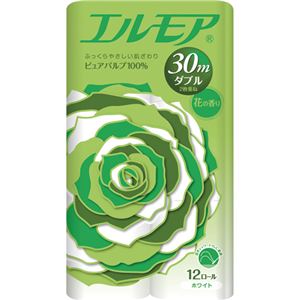 （まとめ） カミ商事 エルモア 花の香り ダブル 芯あり 30m 1セット（96ロール：12ロール×8パック） 【×2セット】
