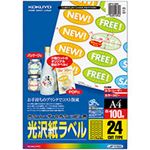 コクヨ カラーレーザー&カラーコピー用光沢紙ラベル A4 24面 62×31mm (封かんシール用・楕円型) LBP-G1925 1冊(100シート)