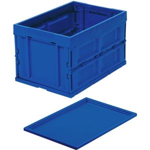 （まとめ） 大明商事 折りたたみコンテナ ふた1枚付 50L ブルー DAK-OC50B 1台 【×2セット】