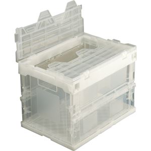 （まとめ） 大明商事 折りたたみコンテナ フタ一体型 20L 透明 DAK-FOC20T 1台 【×2セット】