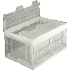 （まとめ） 大明商事 折りたたみコンテナ フタ一体型 40L 透明 DAK-FOC40T 1台 【×2セット】
