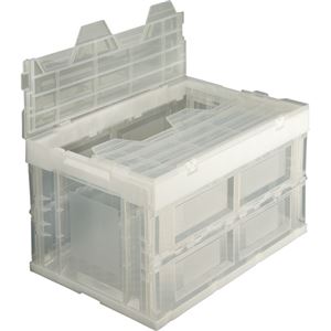 （まとめ） 大明商事 折りたたみコンテナ フタ一体型 50L 透明 DAK-FOC50T 1台 【×2セット】