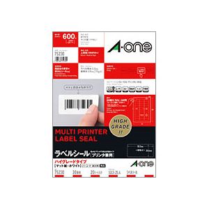 （まとめ） エーワン ラベルシール[プリンター兼用] ハイグレードタイプ マット紙・ホワイト A4 30面 53.3×25.4mm 四辺余白付 角丸 75230 1冊（20シート） 【×5セット】