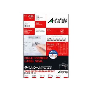 （まとめ） エーワン ラベルシール[プリンター兼用] 下地がかくせて透かしても読めない修正タイプ マット紙ホワイト A4 65面 21.2×38.1mm 四辺余白 31673 1冊（12シート） 【×5セット】
