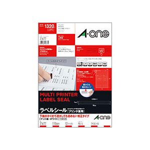 （まとめ） エーワン ラベルシール[プリンター兼用] 下地がかくせて透かしても読めない修正タイプ マット紙・ホワイト A4 110面 90×5mm 四辺余白付 31677 1冊（12シート） 【×5セット】
