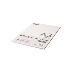 （まとめ） TANOSEE αエコカラーペーパーII A3 ライトピンク 少枚数パック 1冊（100枚） 【×5セット】