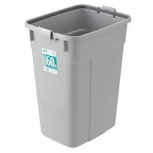 （まとめ） TANOSEE エコポリペール 角型 60L 本体 グレー 1個 【×2セット】