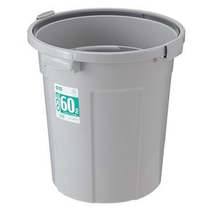 （まとめ） TANOSEE エコポリペール 丸型 60L 本体 グレー 1個 【×2セット】