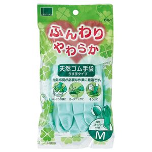 （まとめ） オカモト ふんわりやわらか天然ゴム手袋 M グリーン OK-1M-G 1セット（10双） 【×5セット】