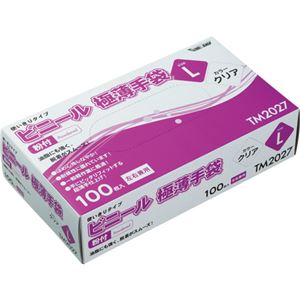 （まとめ） 川西工業 ビニール極薄手袋 #2027 粉付 L TM2027L 1セット（2000枚：100枚×20パック） 【×2セット】