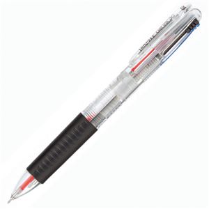 （まとめ） TANOSEE ノック式ゲルインク3色ボールペン （軸色 クリア） 1セット（10本） 【×2セット】