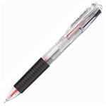（まとめ） TANOSEE ノック式ゲルインク3色ボールペン （軸色 クリア） 1セット（10本） 【×2セット】