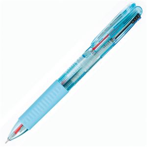 （まとめ） TANOSEE ノック式ゲルインク3色ボールペン （軸色 ブルー） 1セット（10本） 【×2セット】