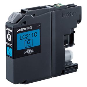 （まとめ） ブラザー BROTHER インクカートリッジ シアン LC211C 1個 【×4セット】