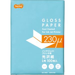 （まとめ） TANOSEE インクジェットプリンター用 光沢紙 L判 1冊（100枚） 【×10セット】