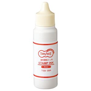 （まとめ） TANOSEE スタンプ台専用補充インキ 30ml 赤 1個 【×10セット】