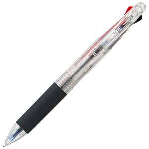 （まとめ） TANOSEE 油性3色ボールペン 0.7mm （軸色 クリア） 1本 【×20セット】