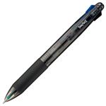 （まとめ） TANOSEE 油性4色ボールペン 0.7mm （軸色 ブラック） バネクリップ仕様 1本 【×20セット】